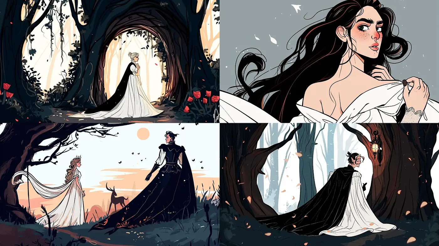 Enchanting Forest Elegance: A Whimsical Conjuring of Fairytale Illustrations - Midjourney sref style