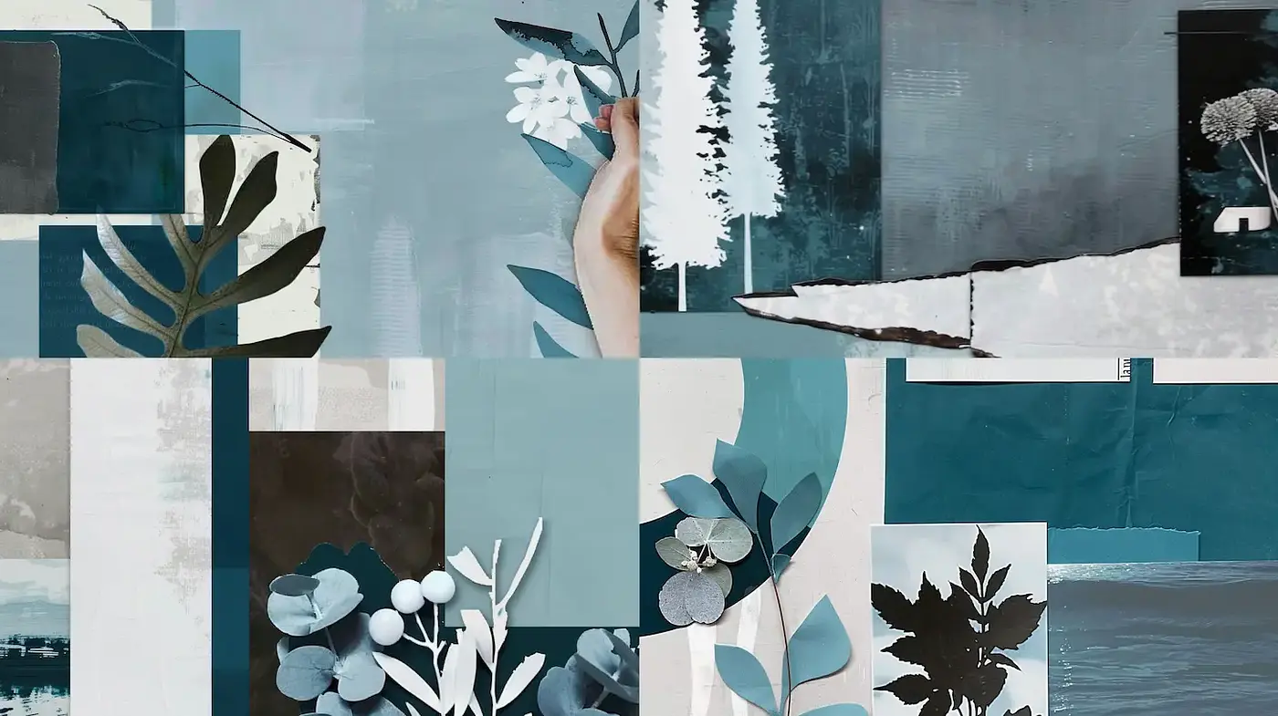 Dynamic and Contemporary Collage Aesthetic with Organic Elements - Midjourney sref style