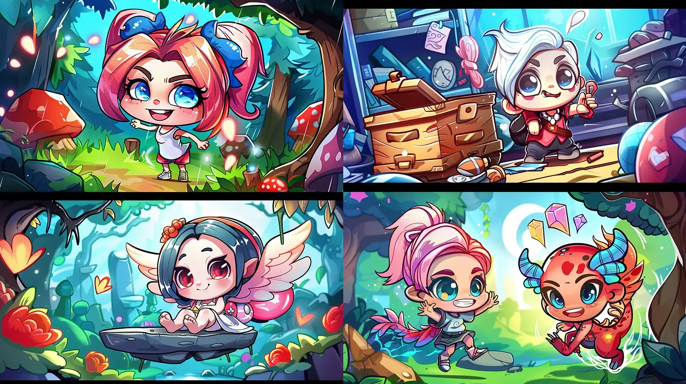 Enchanting Fantasy World with Whimsical Cartoon Characters - Midjourney sref style