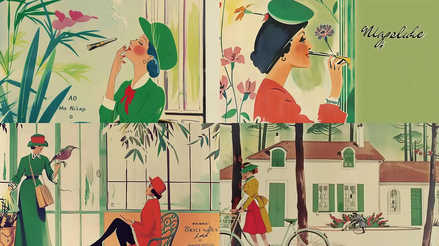 Mid-Century Modern Elegance with a Dash of Storybook Whimsy - Midjourney sref style