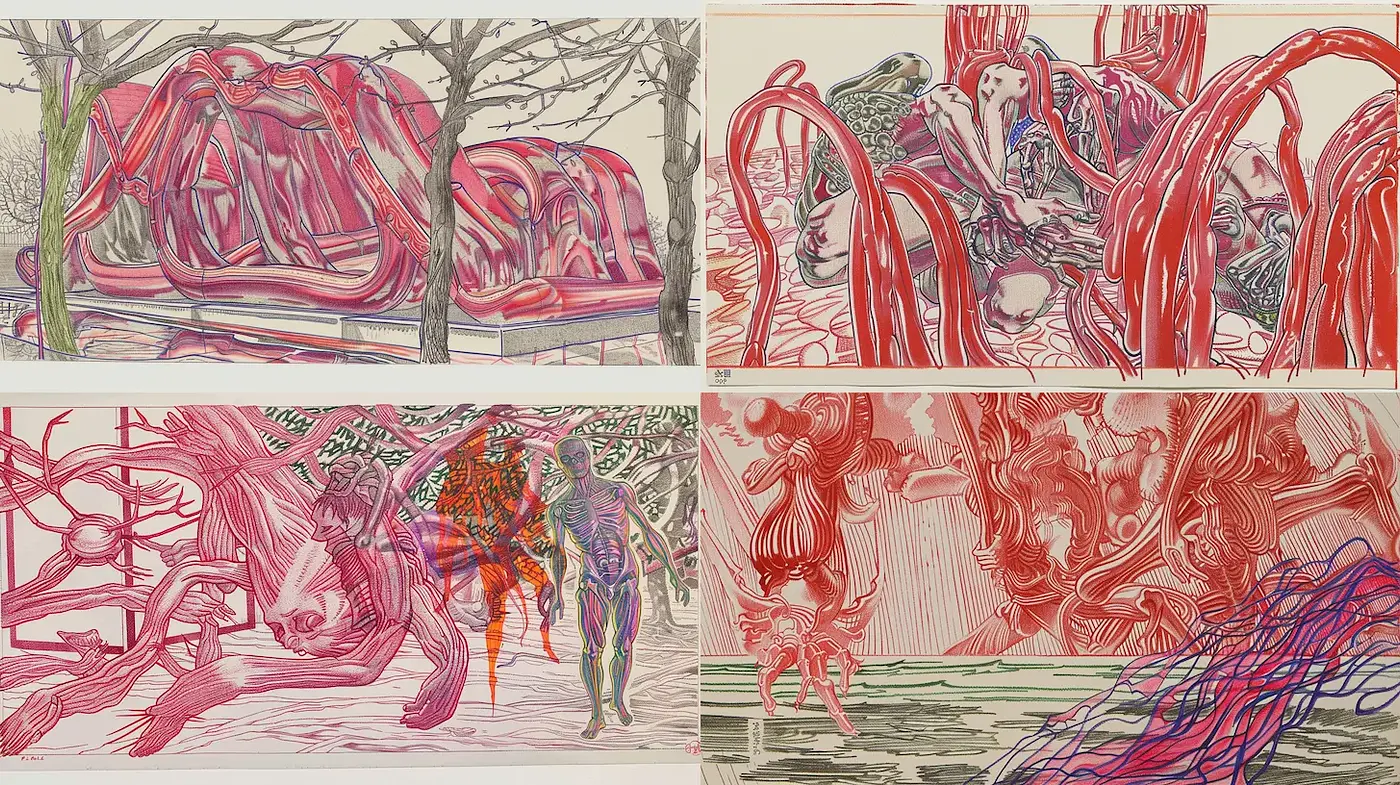 Explorative Abstract Forms with Organic Motifs - Midjourney sref style