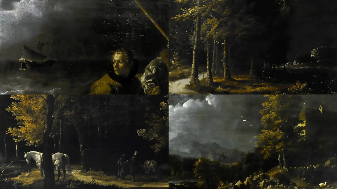 Ethereal Nocturnal Landscape Renderings with a Golden Age Glow - Midjourney sref style