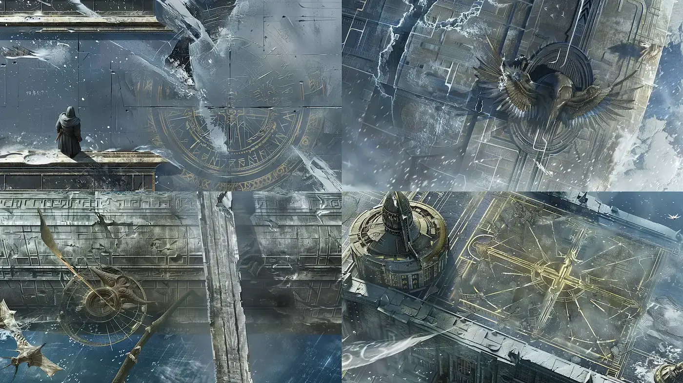 Ethereal Futuristic Landscapes with Classical Influences - Midjourney sref style