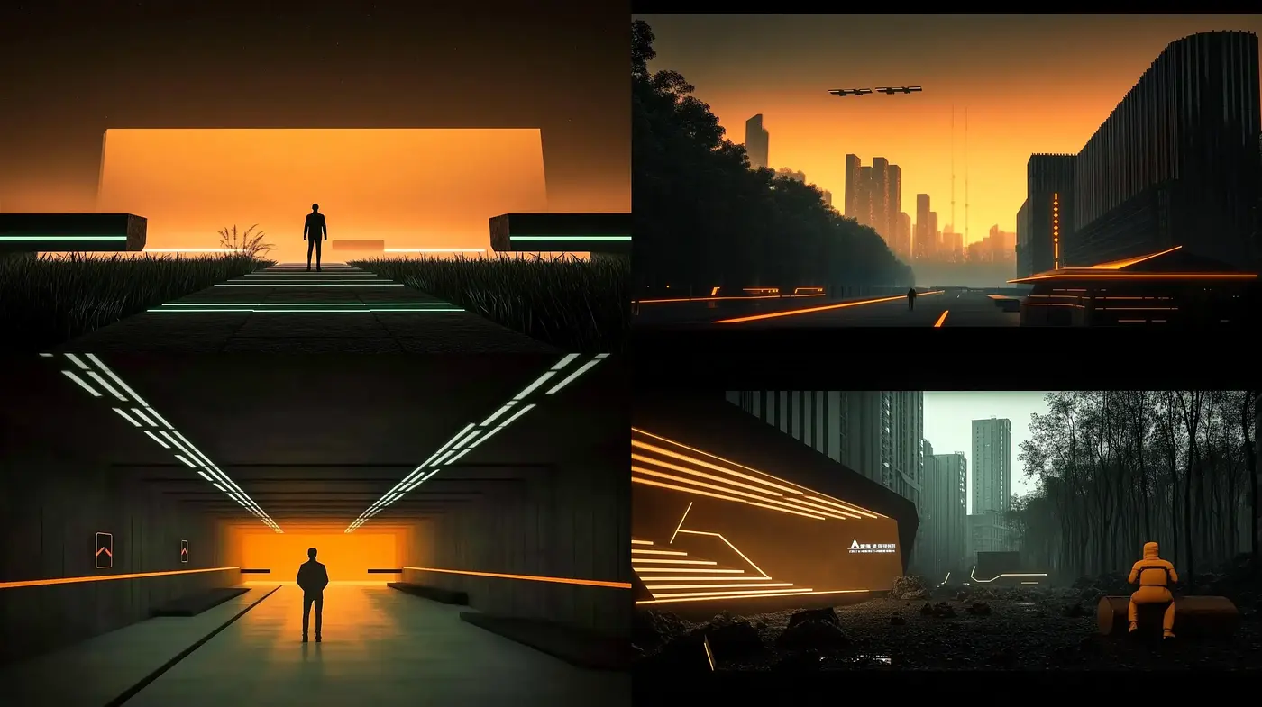 Dusky Cinematic Vistas: A Homage to Neo-Noir Aesthetics - Midjourney sref style