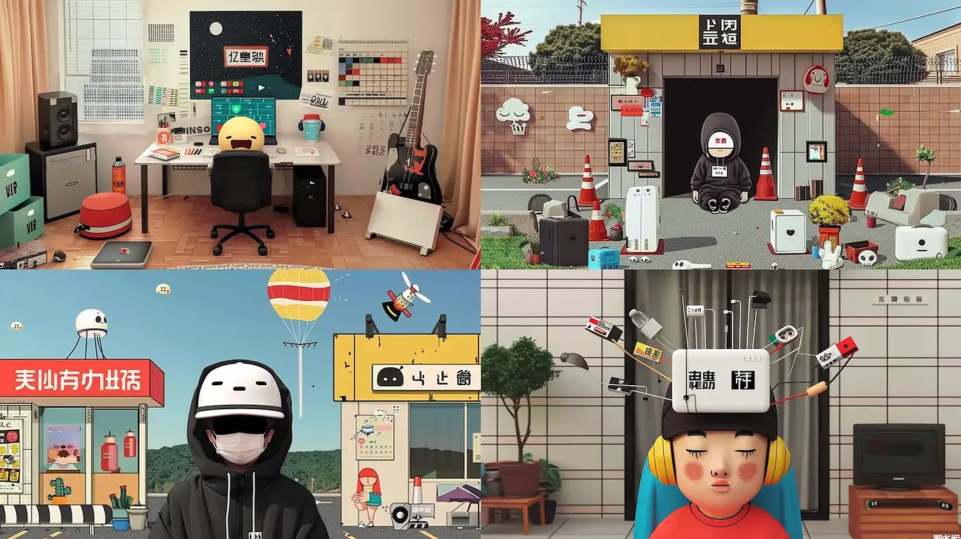 Playful and Quirky Digital Environments with a Nostalgic Flair - Midjourney sref style