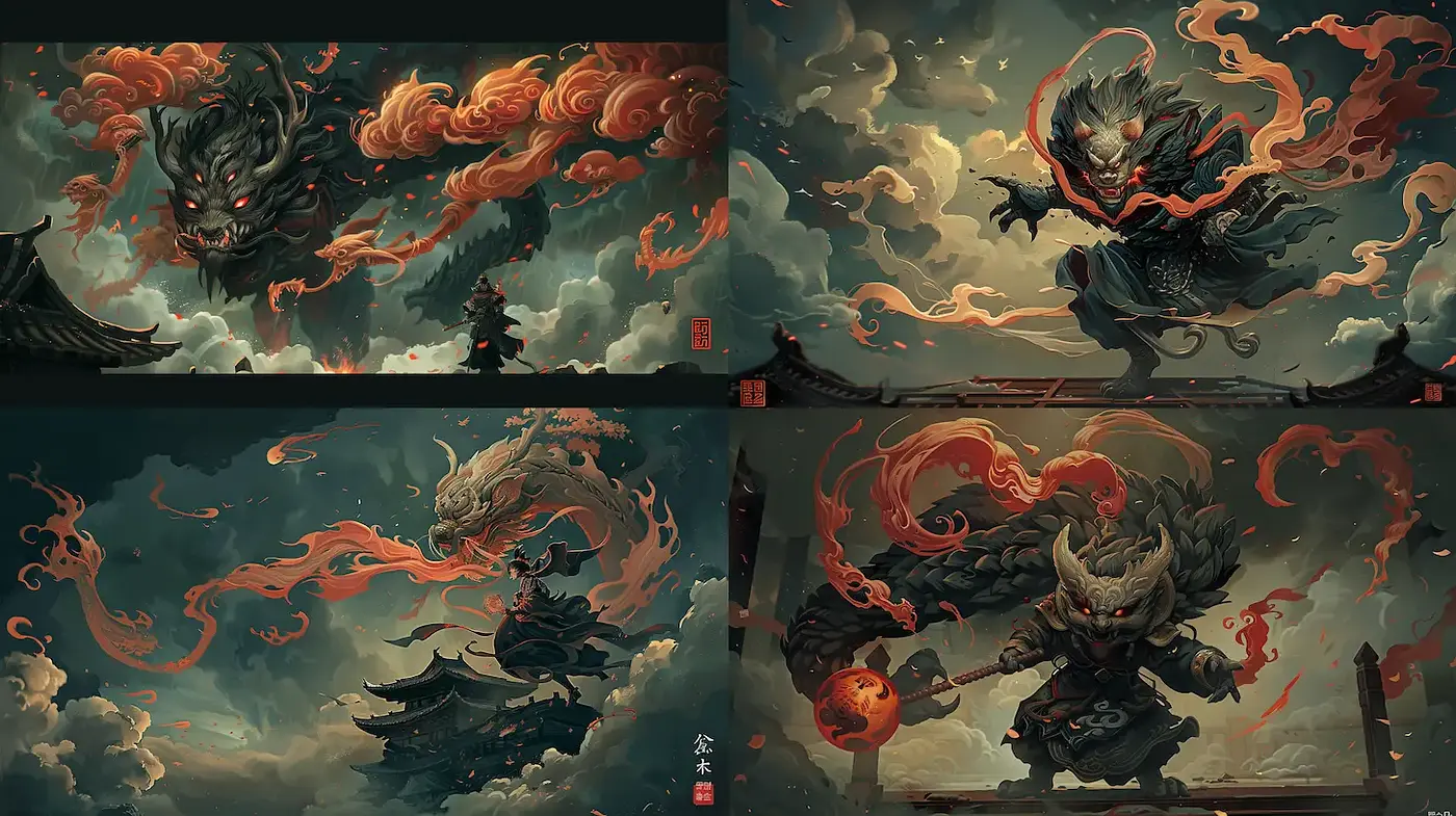Dynamic and Ethereal Illustrations with Surreal Elements - Midjourney sref style