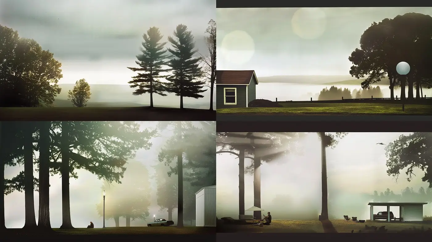Ethereal Dawn: A Study in Muted Tones and Misty Landscapes - Midjourney sref style
