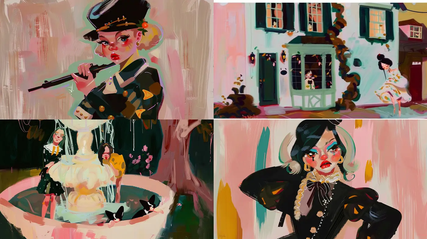 Eccentric Elegance: A Fusion of Expressive Brushwork and Bold Modernity - Midjourney sref style