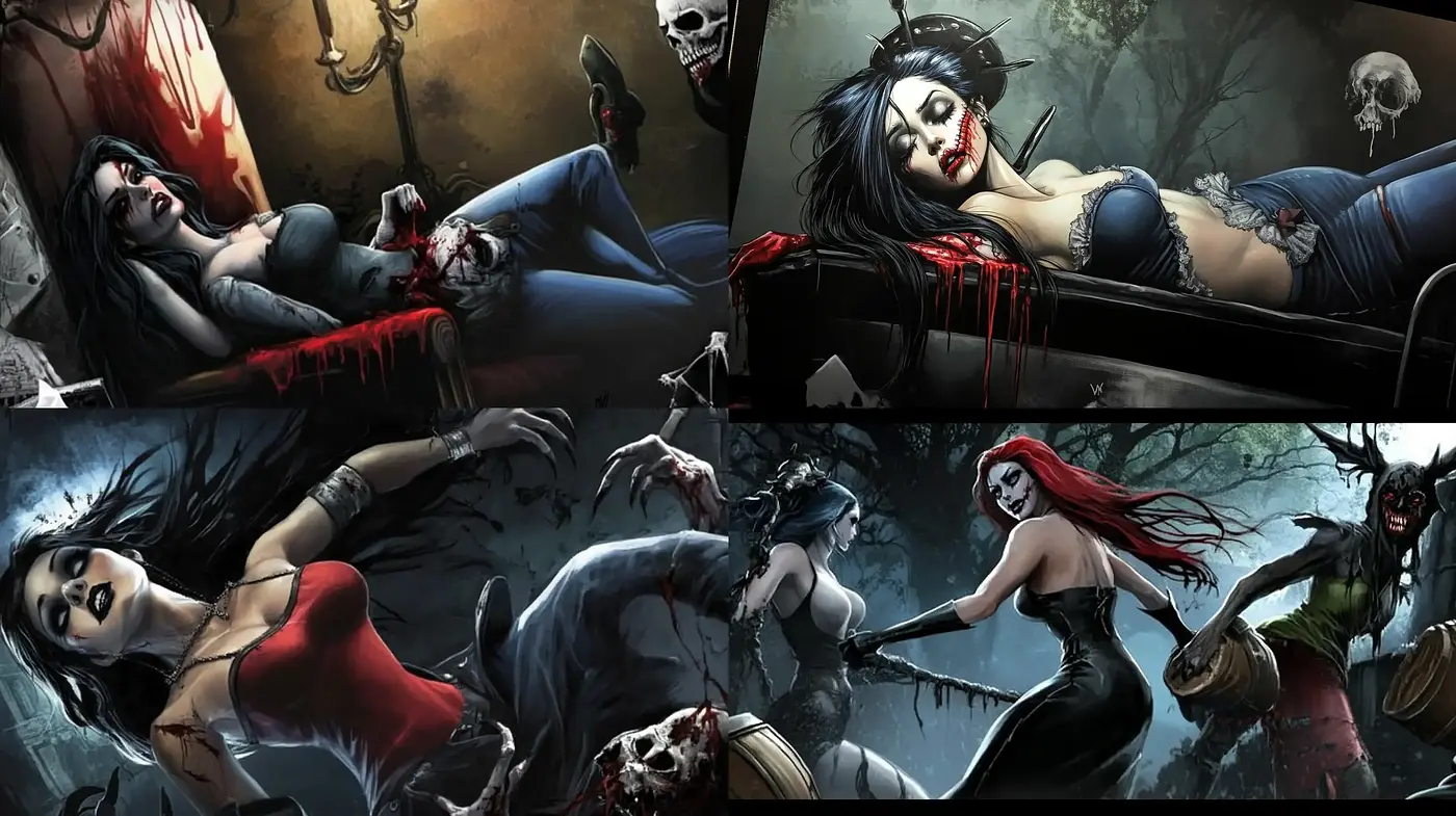 Gothic Elegance with a Graphic Novel Flair - Midjourney sref style