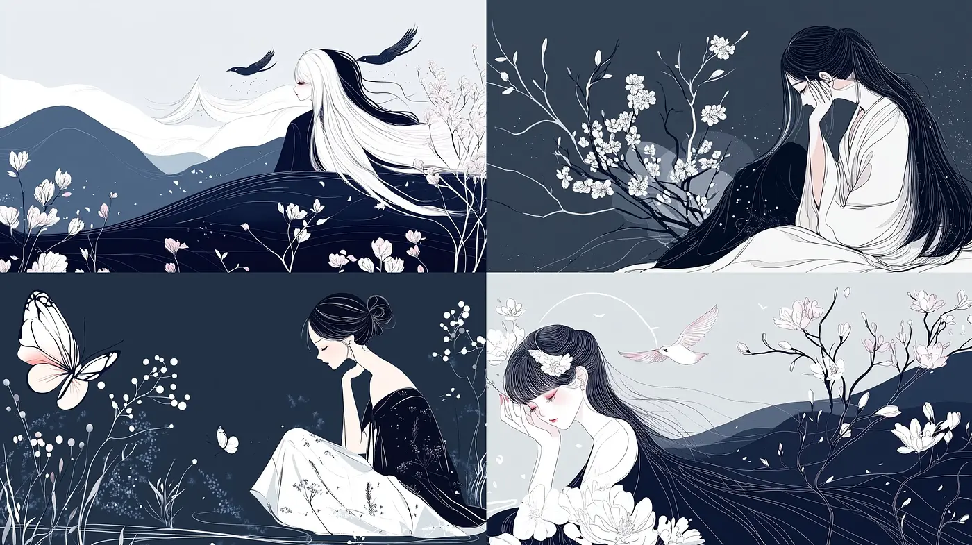 Ethereal Serenity in Monochromatic Nature - Midjourney sref style