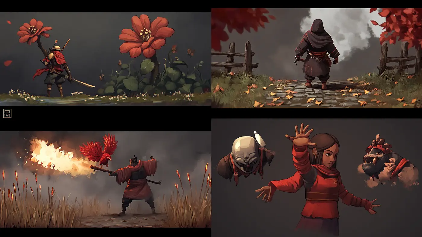 Mystic Autumn Warriors: A Cohesive Blend of Stylized Fantasy Artistry - Midjourney sref style