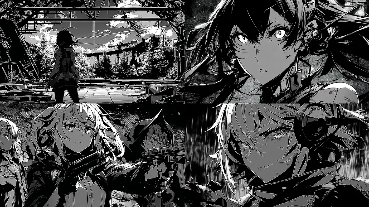 Dynamic Noir with Futuristic Elements and Vivid Character Detail - Midjourney sref style