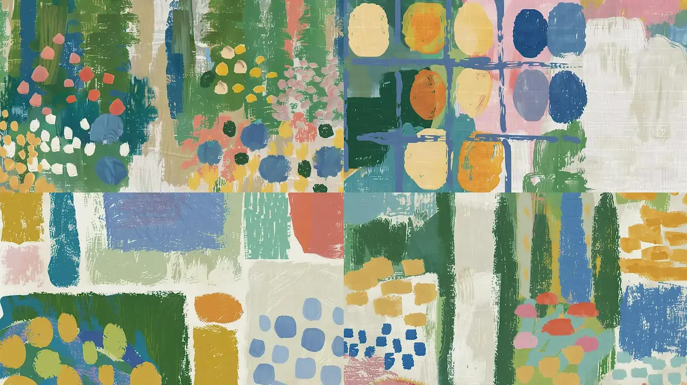 Vibrant Abstract Floral Patterns with a Playful Touch - Midjourney sref style