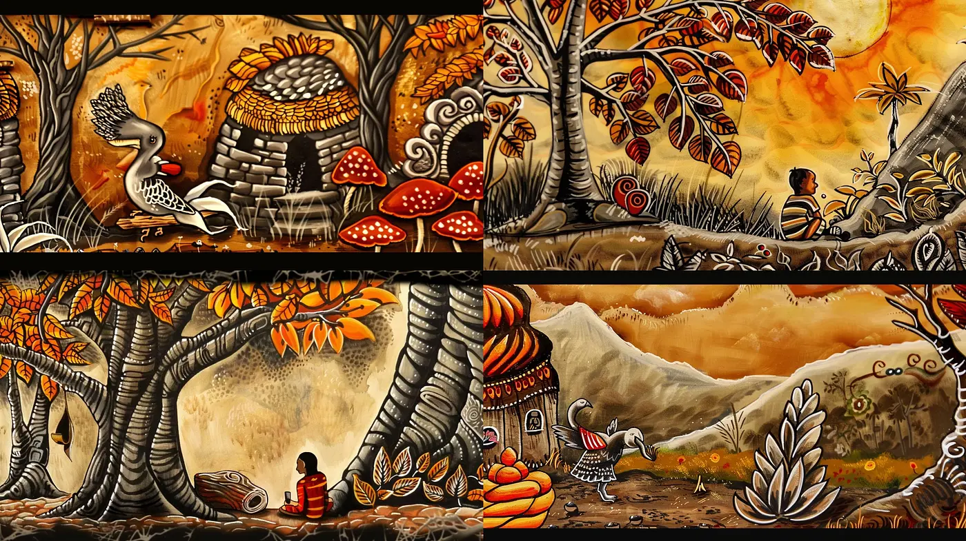Warm Tones and Enchanting Whimsy: A Fusion of Folk Art and Illustration - Midjourney sref style