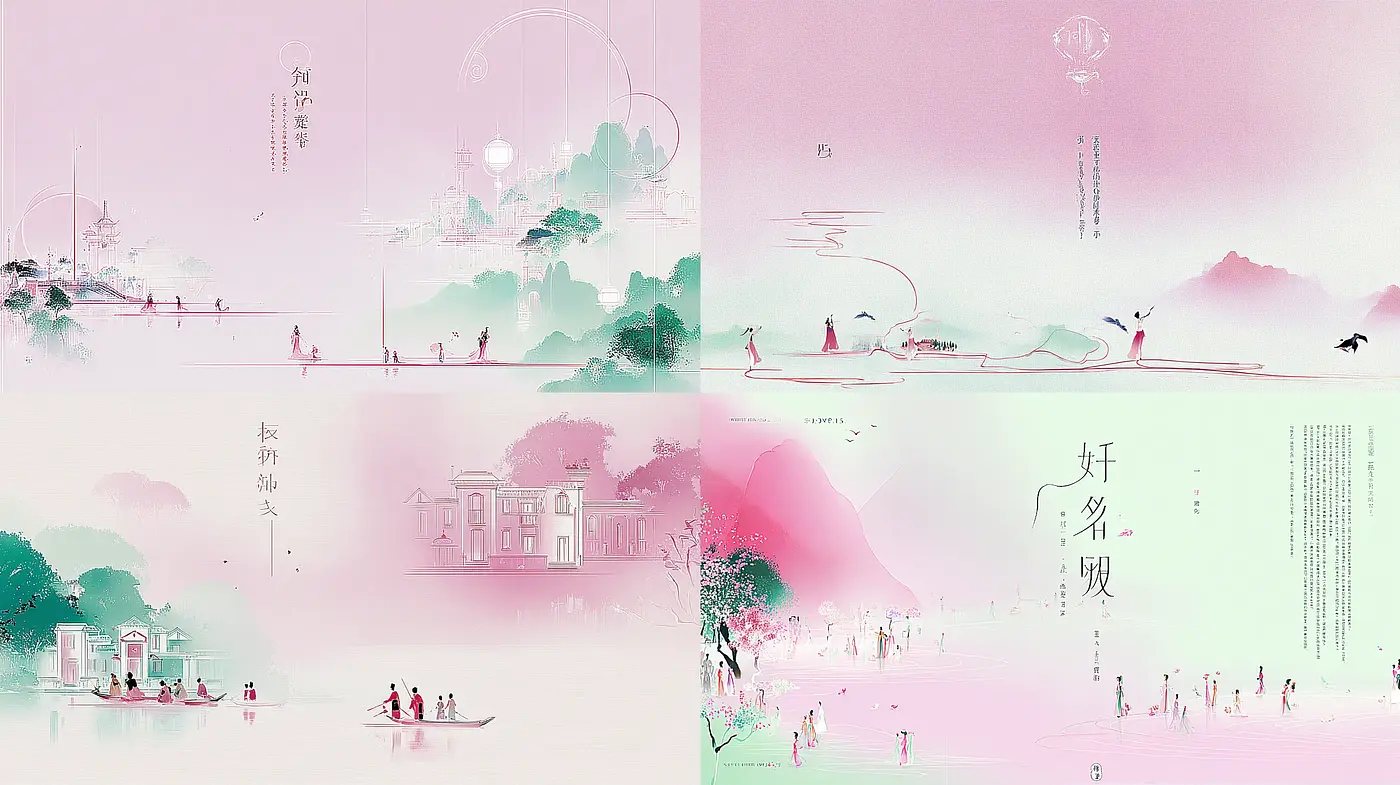 Delicate Pastel Landscape Illustrations with a Serene Atmosphere - Midjourney sref style