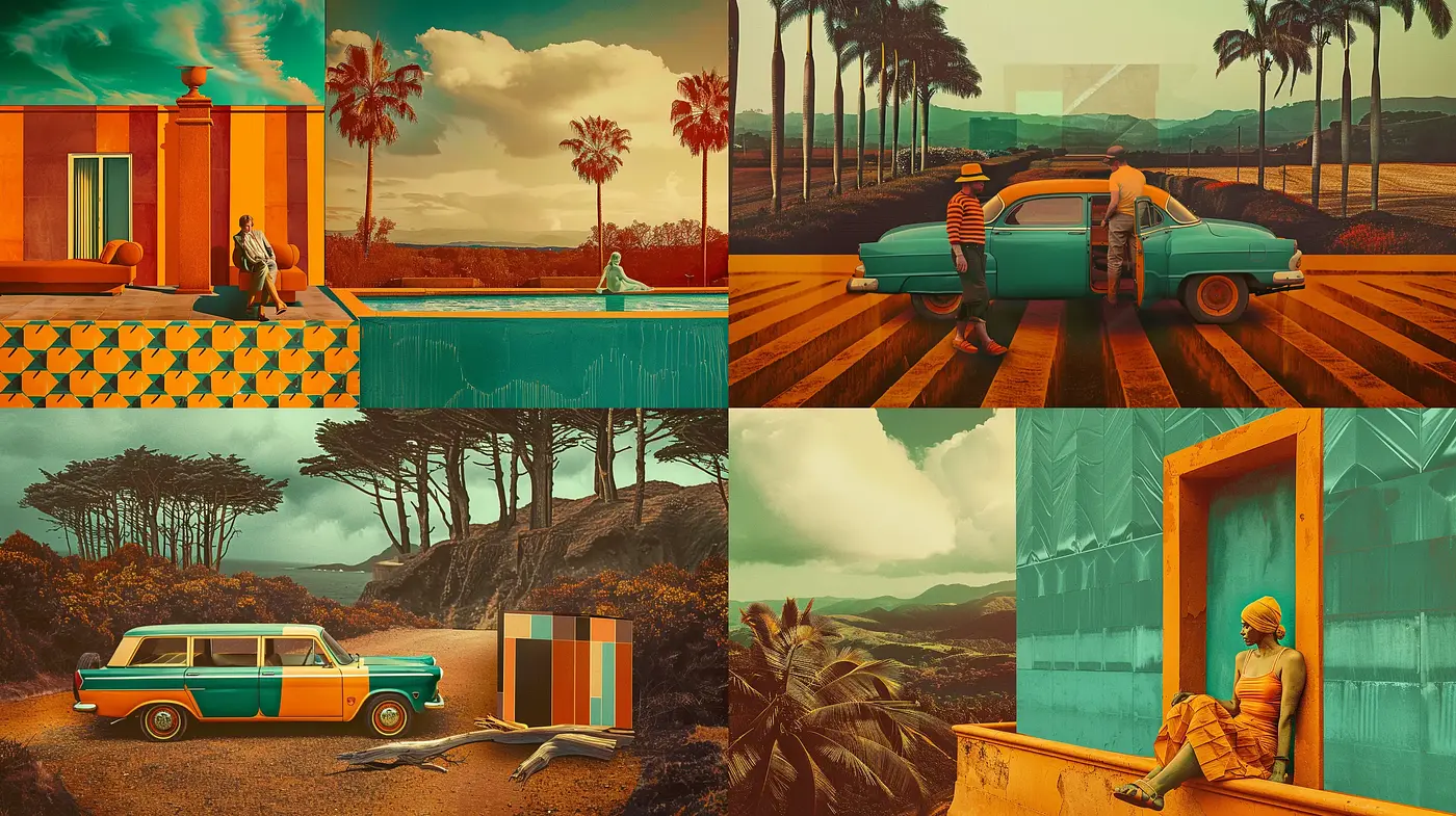 Nostalgic Americana Dreamscapes with a Surreal Palette - Midjourney sref style