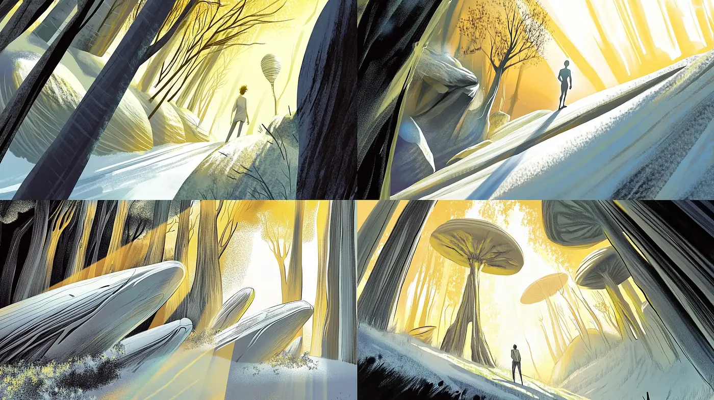 Ethereal Dreamscape with Radiant Light and Surreal Nature - Midjourney sref style