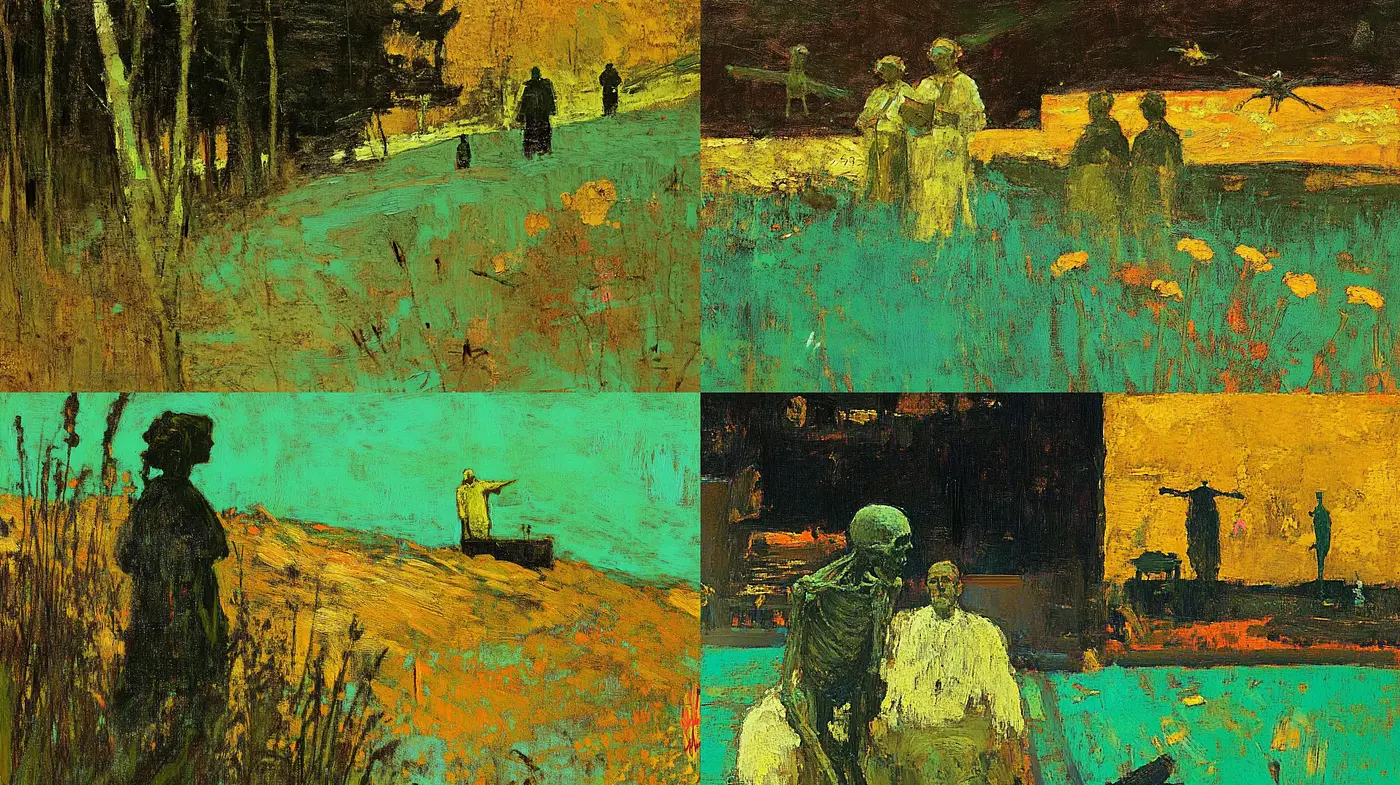 Rustic Textured Vignettes with a Tinge of Melancholia - Midjourney sref style