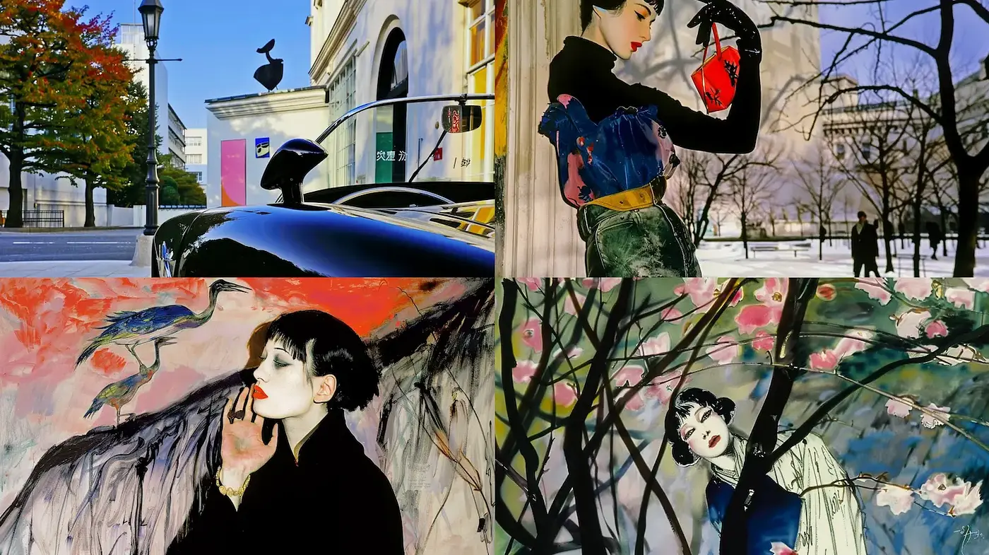 Eclectic Fusion of Contemporary Elegance and Traditional Japanese Aesthetics - Midjourney sref style