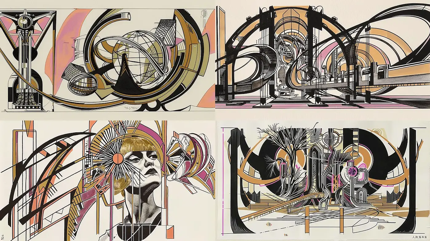 Dynamic and Abstract Expression of Futuristic Design - Midjourney sref style