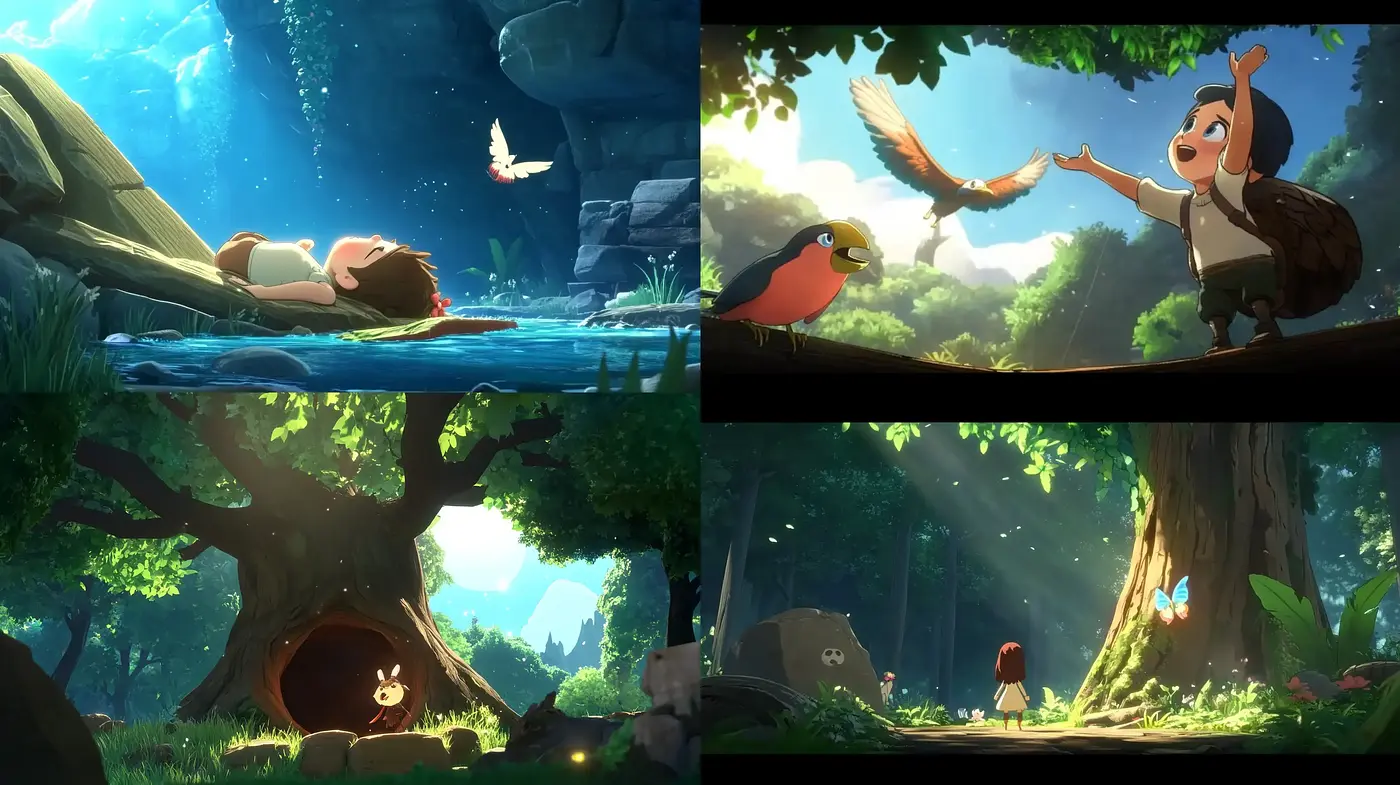 Enchanted Forest Whimsy: A Consistent Blend of Luminous Animation and Nature's Charm - Midjourney sref style