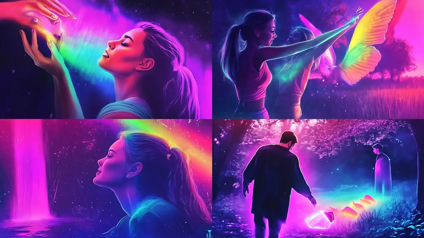 Luminous Dreamscape Synthesis: A Fusion of Vivid Colors and Ethereal Glow - Midjourney sref style