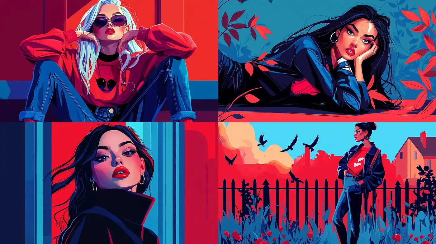 Vividly Stylized Portraits with a Modern Graphic Novel Aesthetic - Midjourney sref style