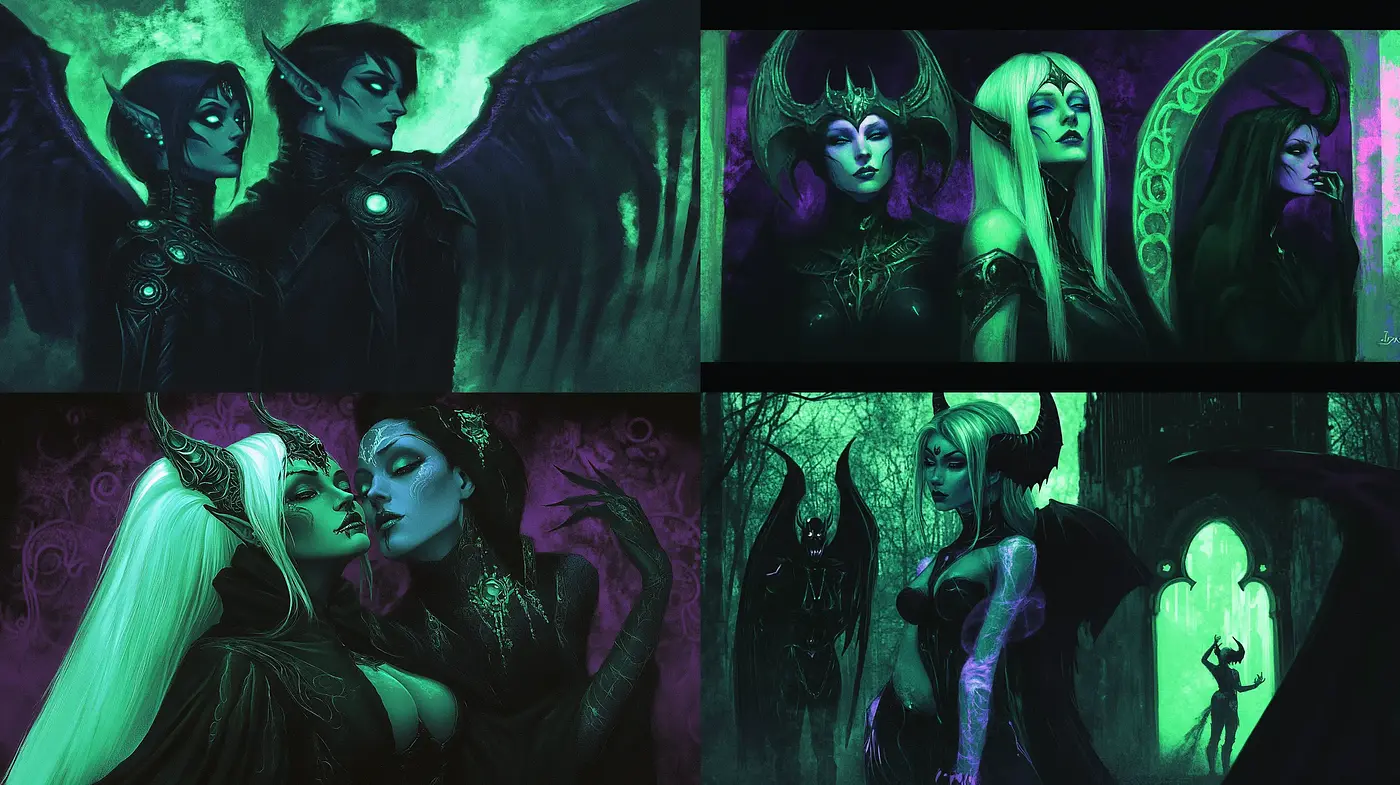 Gothic Fantasy Dreamscapes with Luminescent Hues - Midjourney sref style