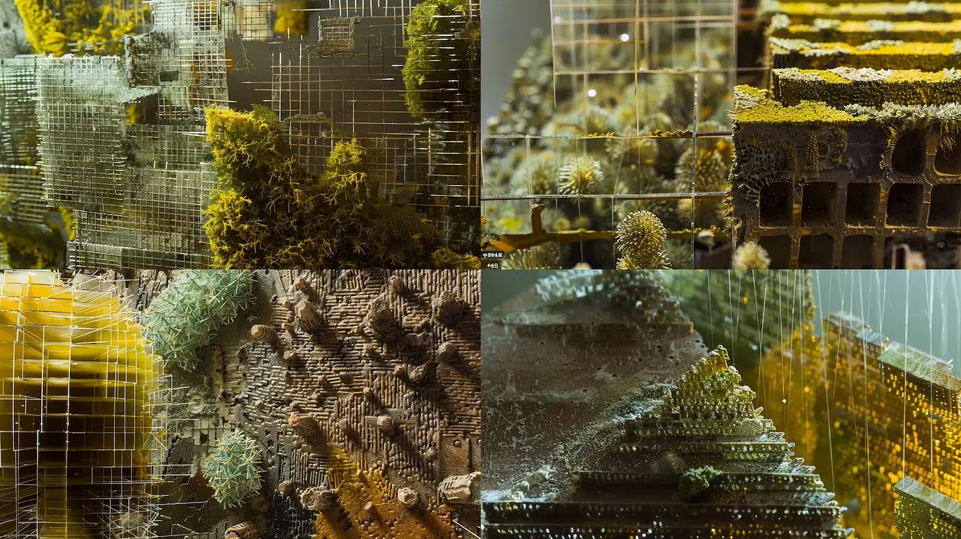 Organic and Gritty Digital Landscapes with a Cohesive Environmental Aesthetic - Midjourney sref style