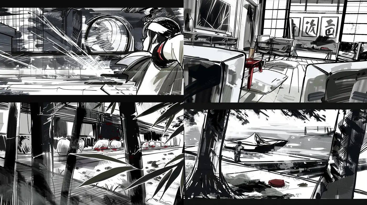 Monochromatic Echoes of Expressionism and Graphic Novel Aesthetics - Midjourney sref style