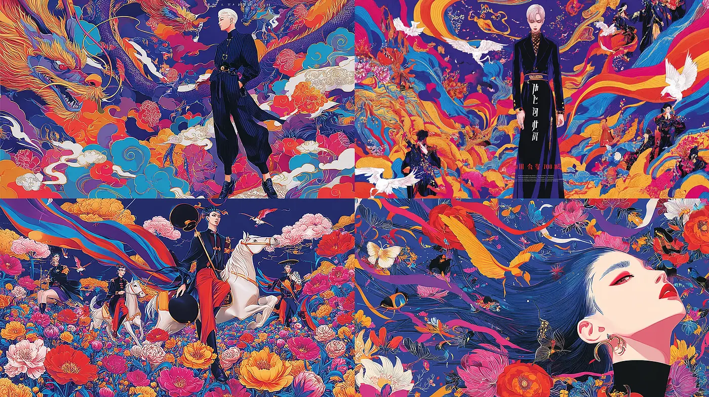 Vibrant, Dreamlike Fusion of Fantasy and Symbolism - Midjourney sref style