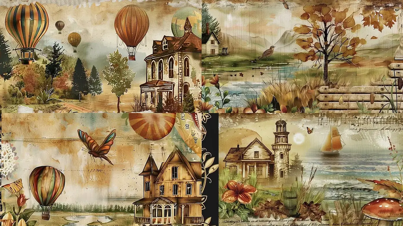 Whimsical Vintage Landscapes with Nostalgic Warmth - Midjourney sref style