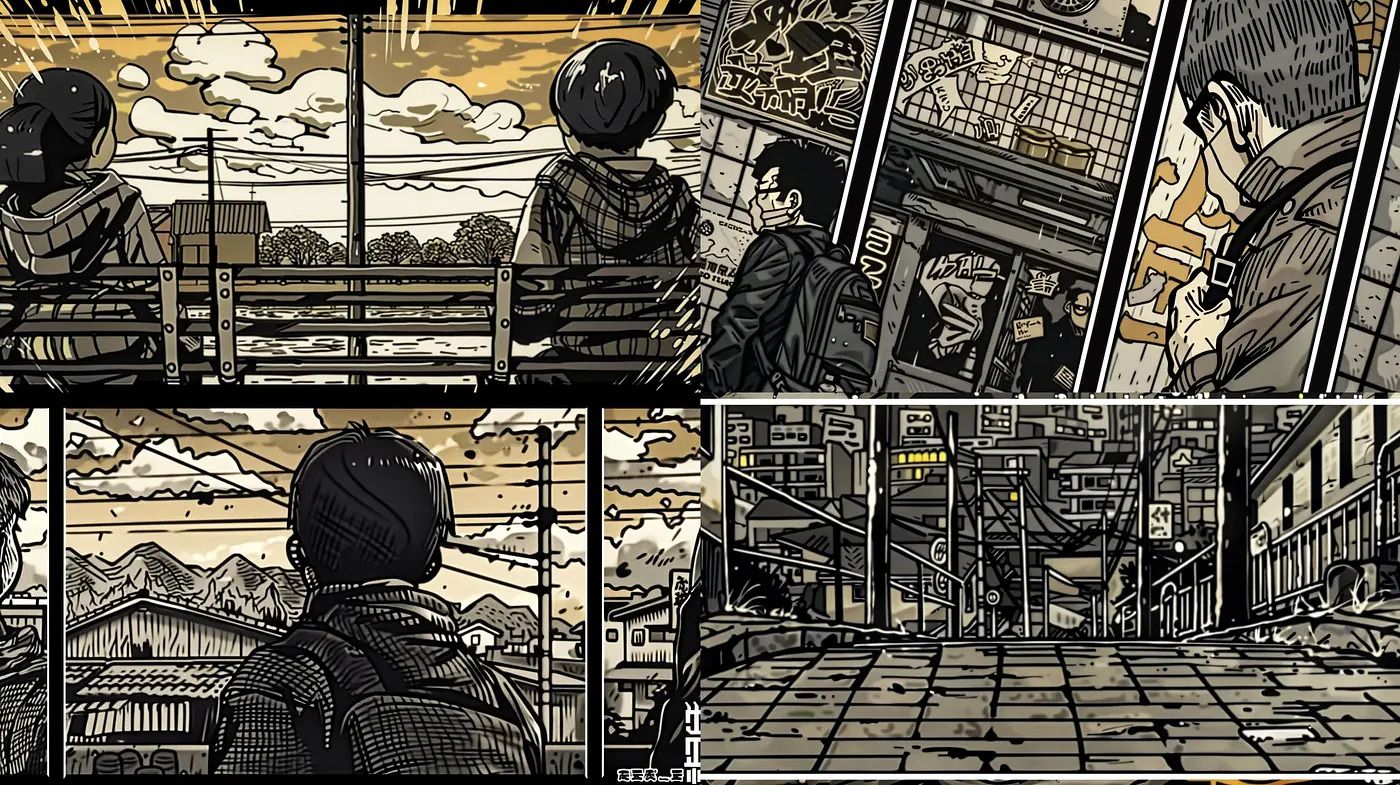 Homogenized Inked Impressions: A Consistent Exploration of Monochromatic Storytelling - Midjourney sref style