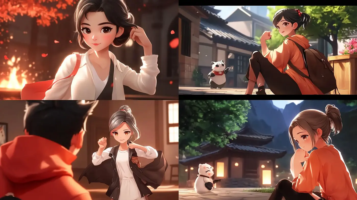Warm Gilded Hues in Contemporary Anime-Inspired Vignettes - Midjourney sref style