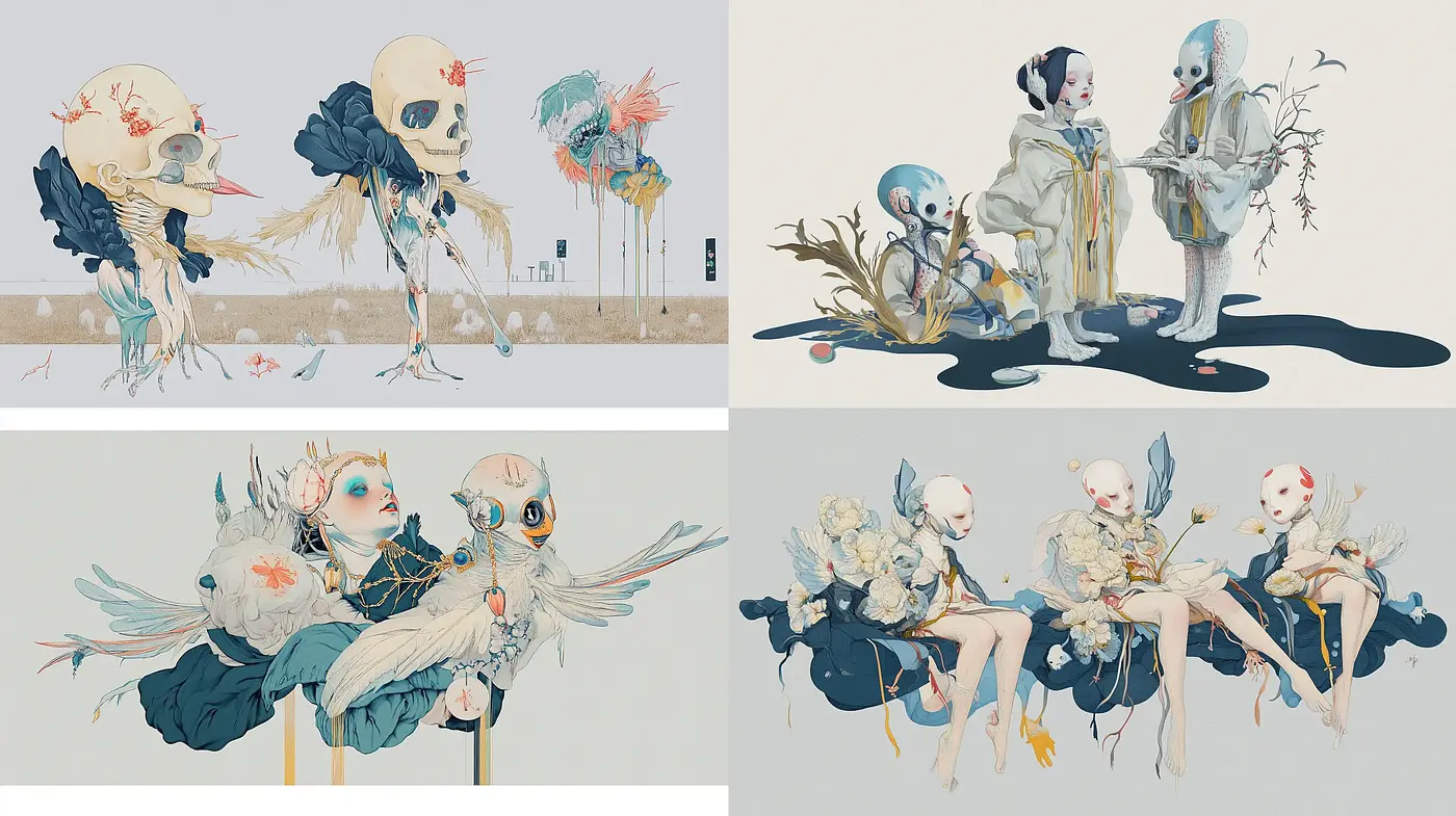 Ethereal Whimsy and Surreal Elegance in Pastel Dreamscapes - Midjourney sref style