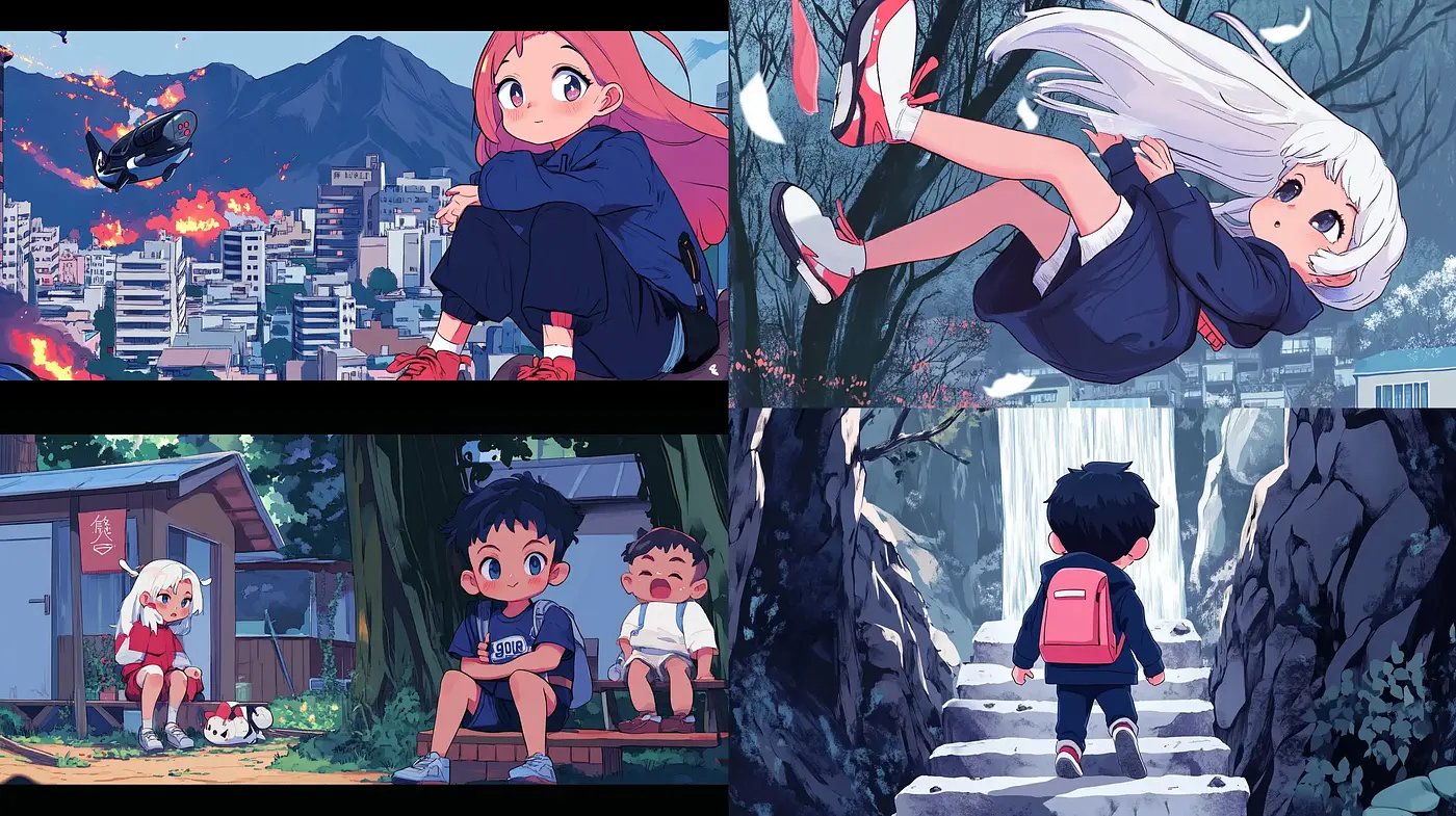 Vibrant Anime Essence with a Touch of Contemporary Fantasy - Midjourney sref style