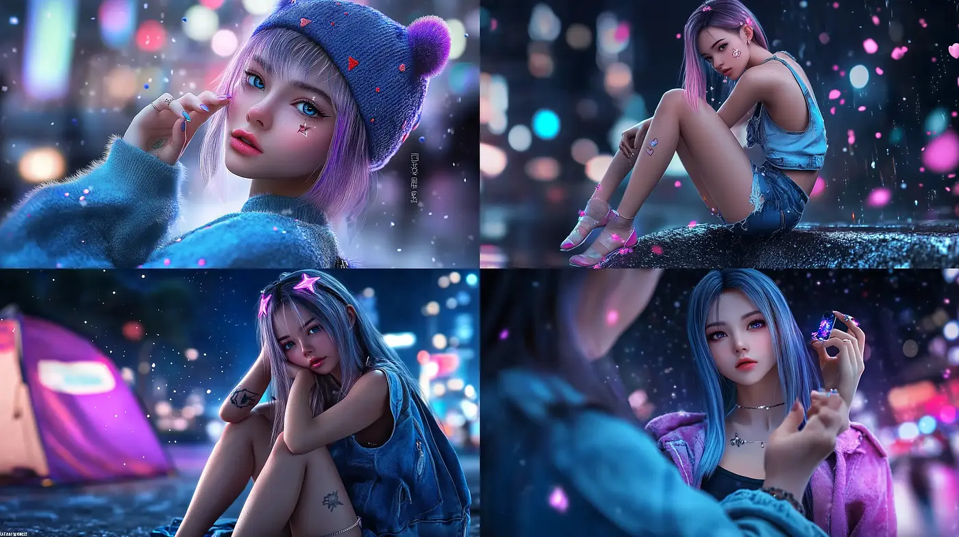Neon Dreamscape: A Fusion of Luminous Whimsy and Contemporary Anime Aesthetics - Midjourney sref style