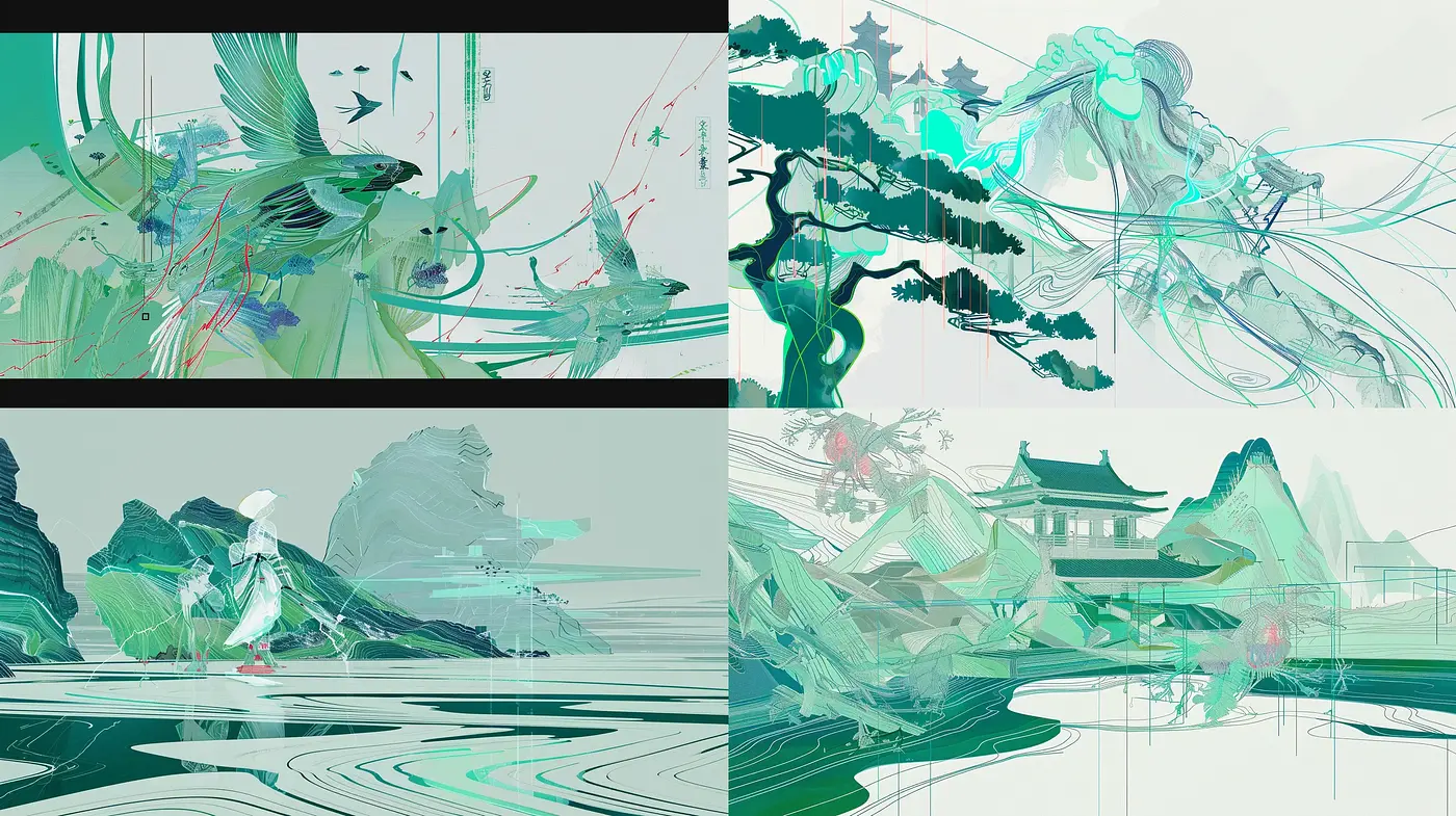 Ethereal Aquatic Brushstrokes: A Tranquil Fusion of Digital Impressionism and Abstract Expressionism - Midjourney sref style
