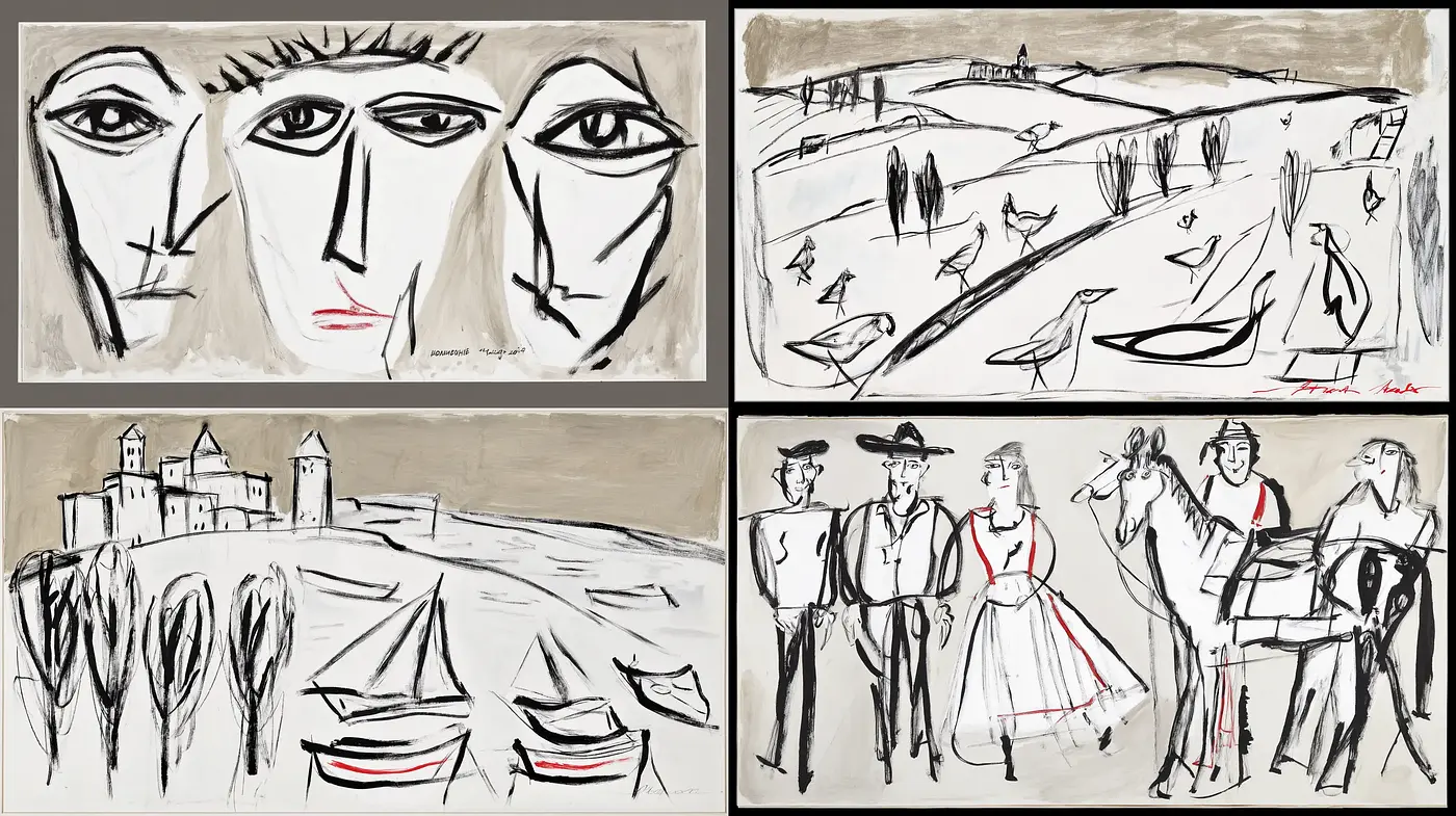 Abstract Expressionist Art with Simplified Forms and Earthy Tones - Midjourney sref style