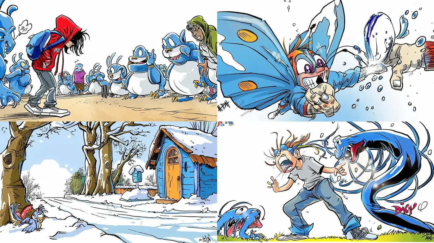 Playful and Colorful Cartoon Aesthetic with Whimsical Elements - Midjourney sref style