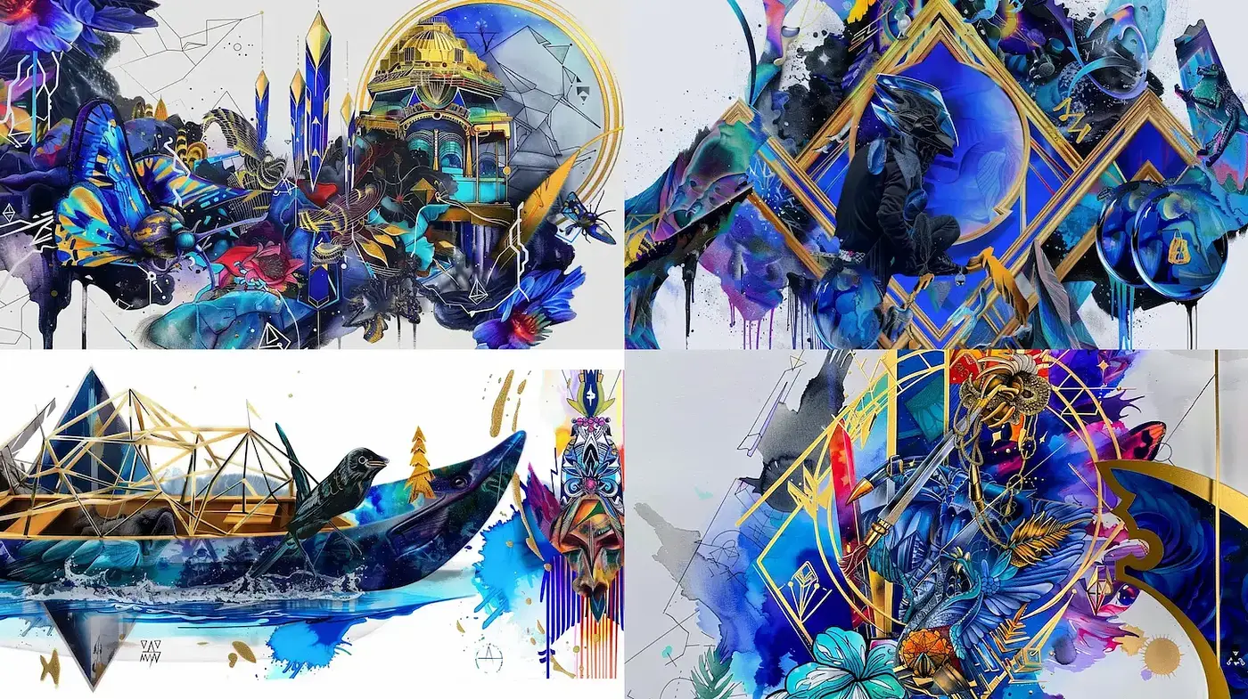 Vibrant Synthesis of Abstract Constructs with Mythical Undertones - Midjourney sref style