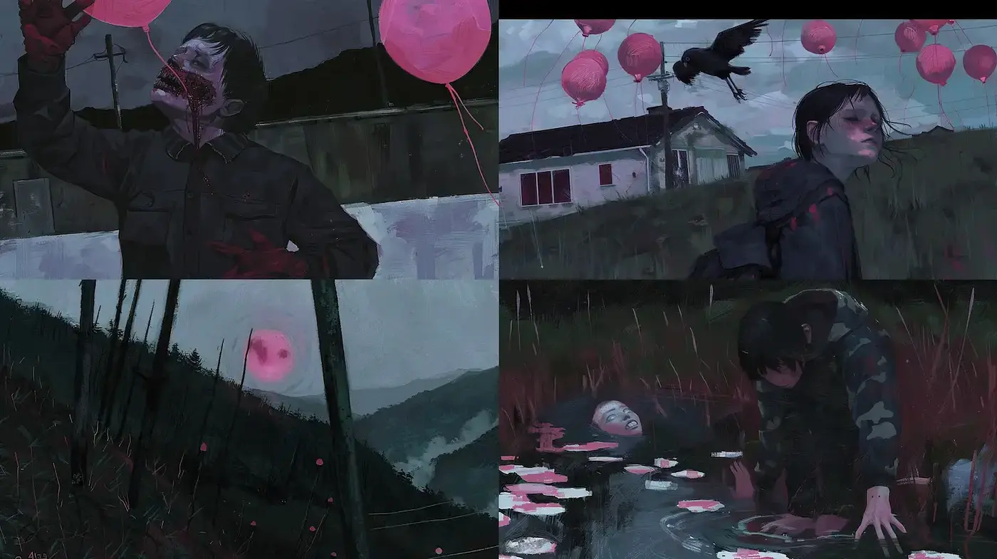 Melancholic Dusk: An Exploration of Surrealist Desolation with Ethereal Overtones - Midjourney sref style