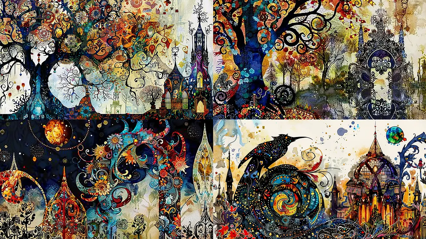 Enchanted Tapestry of Cosmic Gardens - Midjourney sref style