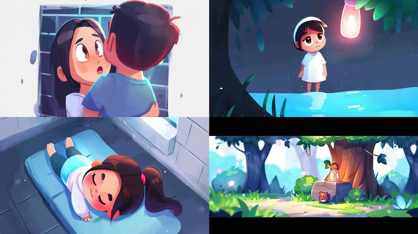 Whimsical Storybook Illustrations with Consistent Luminous Hues - Midjourney sref style