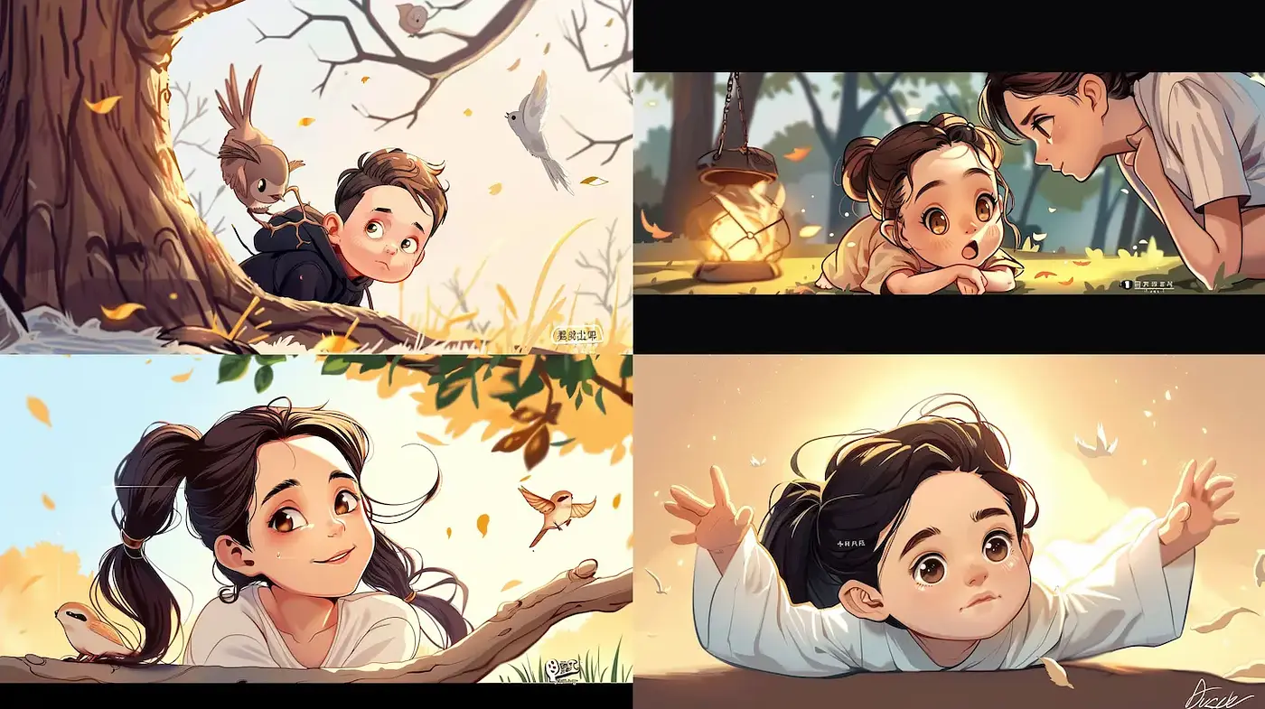 Whimsical and Playful Children's Illustration with Nature Themes - Midjourney sref style