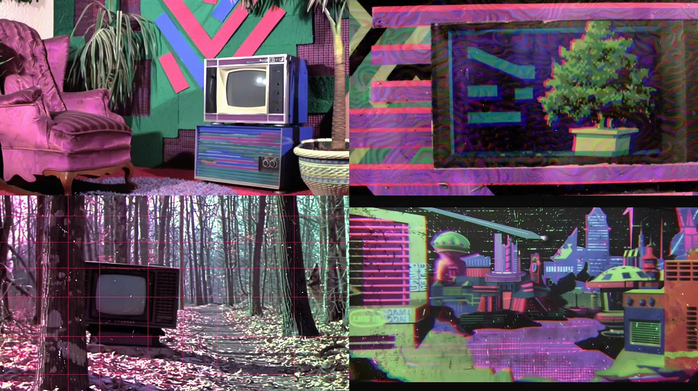 Glitched Cyberpunk Retrofusion Aesthetic - Midjourney sref style