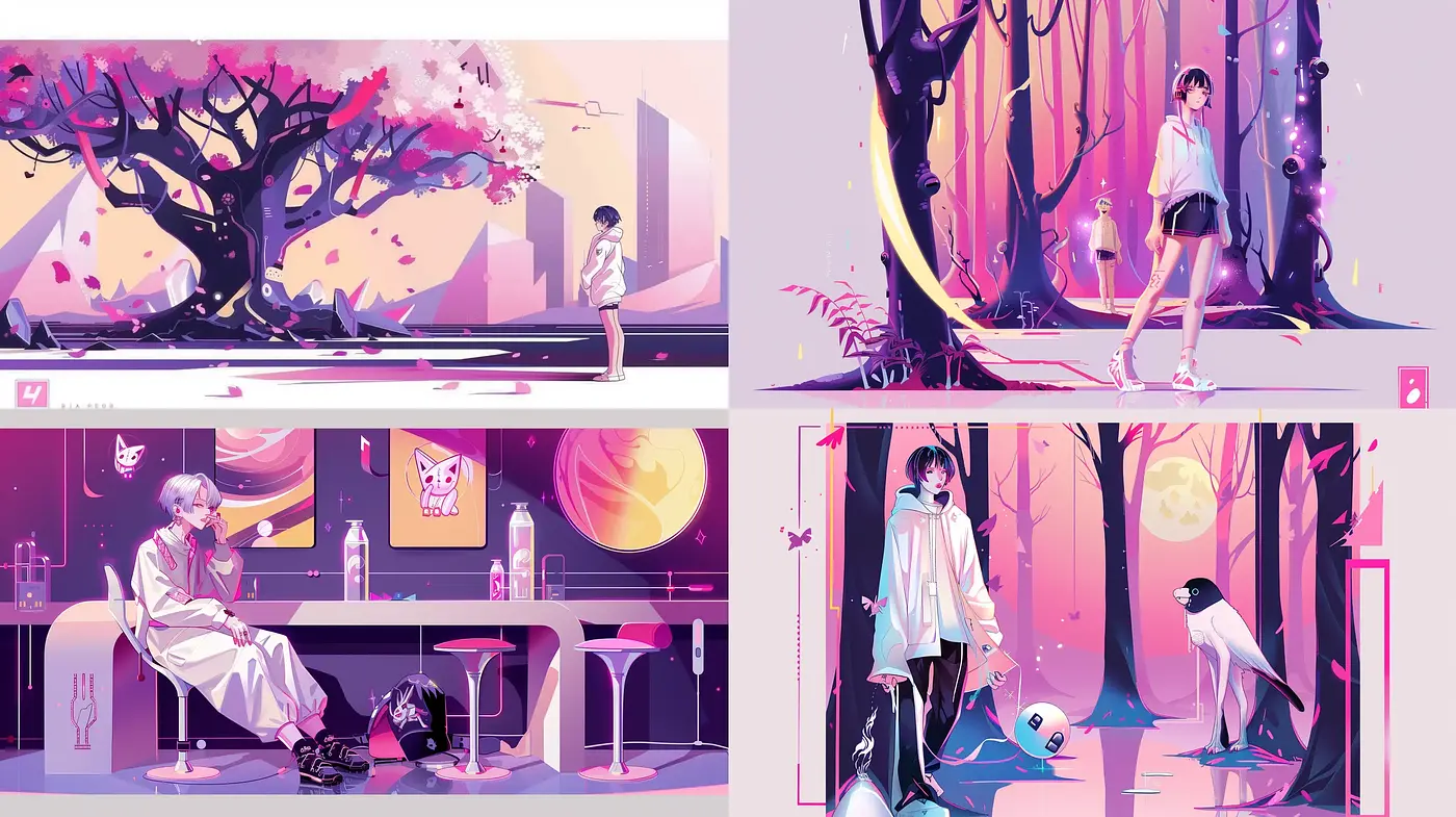 Ethereal Pastel Dreamscape in Modern Anime Illustration - Midjourney sref style