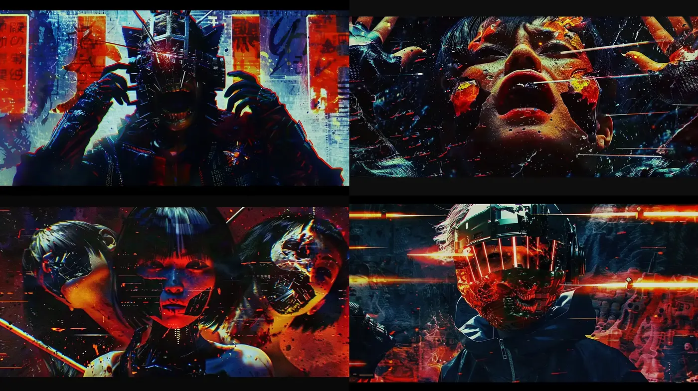 Cybernetic Echos in Neon Dystopia - Midjourney sref style