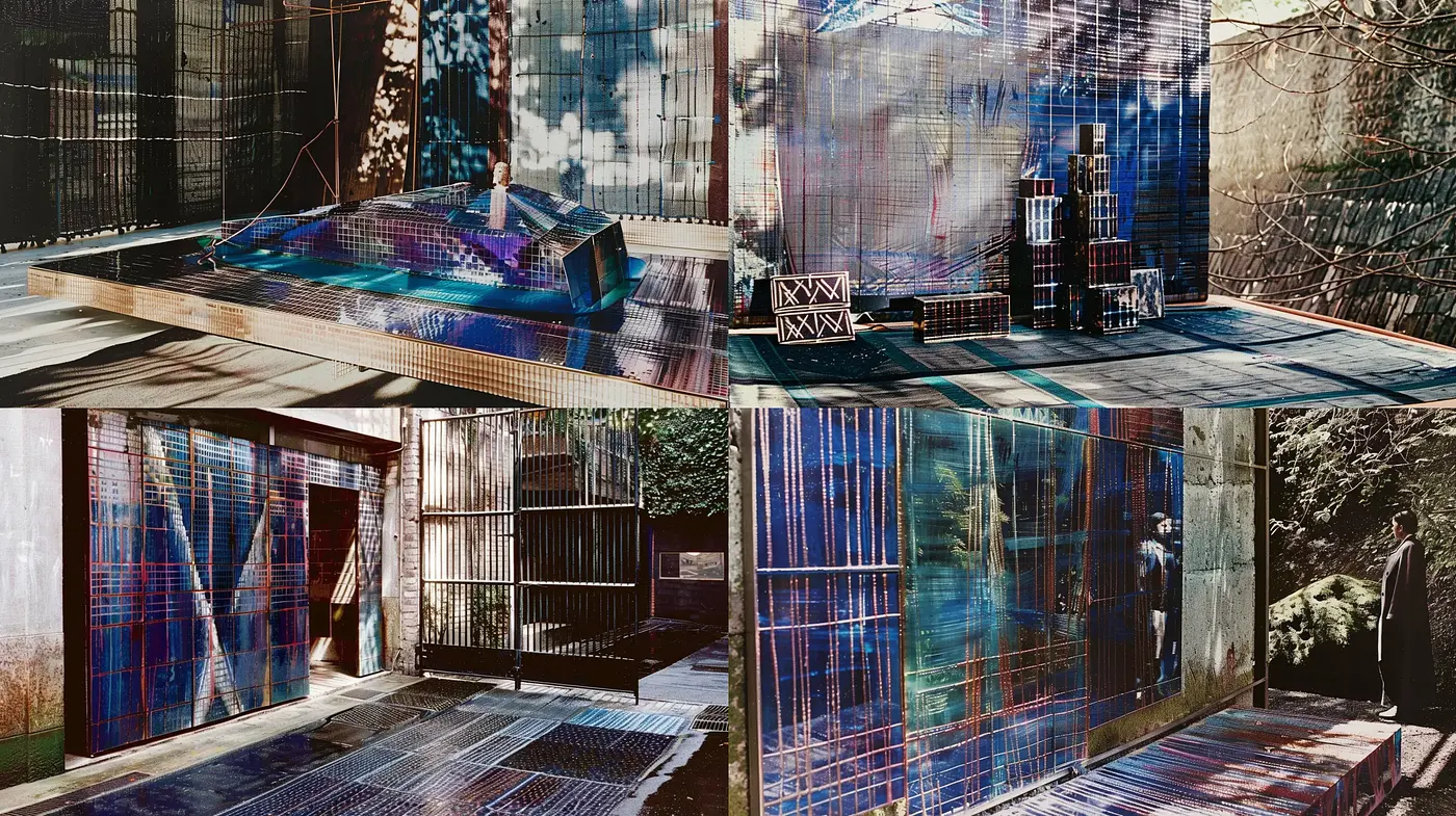 Abstract Textured Fusion with a Retro-Digital Atmosphere - Midjourney sref style