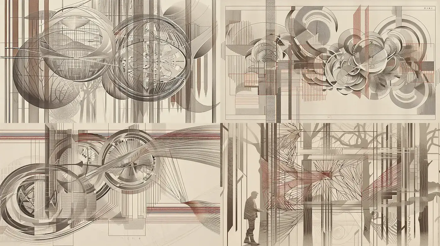 Abstract Geometric Composition with Elegant Line Work - Midjourney sref style